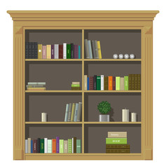 Classic wall panels and a bookcase in an interior room, vector graphics