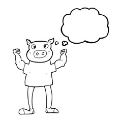 thought bubble cartoon pig man
