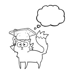 thought bubble cartoon cat graduate