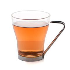 Glass cup of black tea