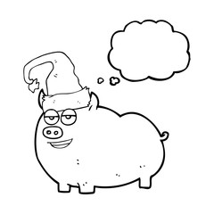 thought bubble cartoon christmas pig
