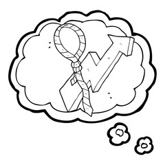 thought bubble cartoon work tie and arrow progress symbol