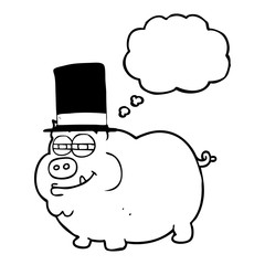 thought bubble cartoon rich pig