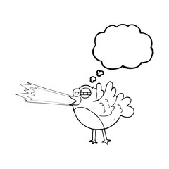 thought bubble cartoon bird