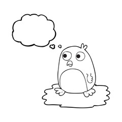 thought bubble cartoon penguin on ice