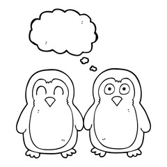 thought bubble cartoon birds holding hands