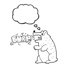 thought bubble cartoon bear burping