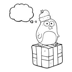 thought bubble cartoon christmas penguin