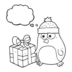 thought bubble cartoon christmas robin