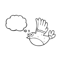 thought bubble cartoon flying bird