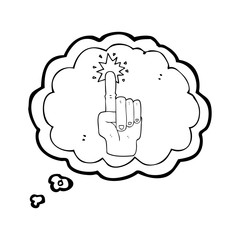 thought bubble cartoon pointing hand