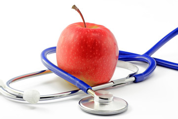 apfel mit stethoskop 