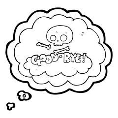 thought bubble cartoon good-bye symbol