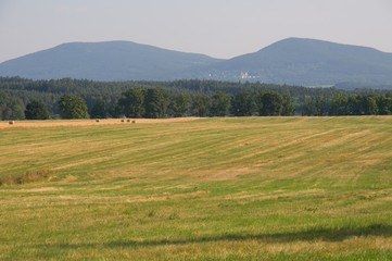 Fototapeta na wymiar HillsVysoká and Kravi hora in Novohradske mountains, South Bohemia, Czech republic