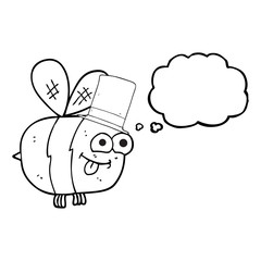 thought bubble cartoon bee wearing hat