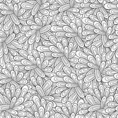 Black and white vector seamless abstract hand-drawn pattern.