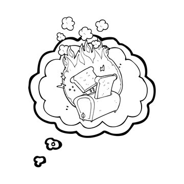 recommend clip art: thought bubble cartoon burning toaster