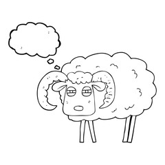 thought bubble cartoon ram covered in mud