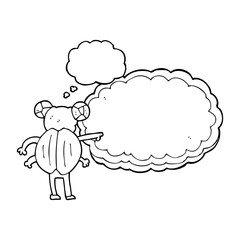 thought bubble cartoon pointing insect