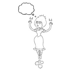 thought bubble cartoon vampire girl flying