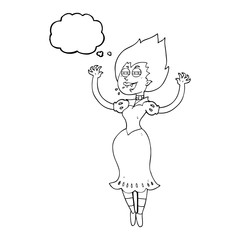 thought bubble cartoon vampire girl with bloody mouth