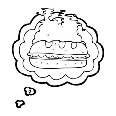thought bubble cartoon huge sandwich