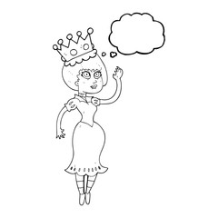 thought bubble cartoon vampire queen waving
