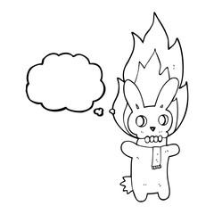 thought bubble cartoon flaming skull rabbit