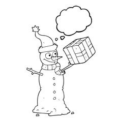 thought bubble cartoon snowman