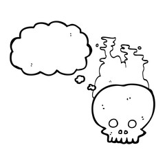 thought bubble cartoon steaming skull