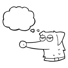 thought bubble cartoon dog with collar