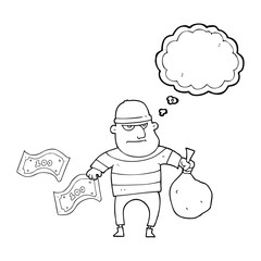 thought bubble cartoon bank robber