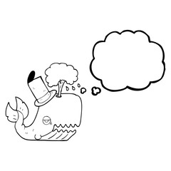 thought bubble cartoon whale spouting water