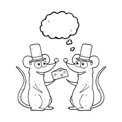 thought bubble cartoon mice with cheese