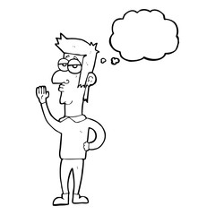 thought bubble cartoon man waving