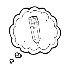 sly thought bubble cartoon pencil
