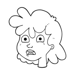 black and white cartoon female face