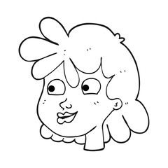 black and white cartoon female face
