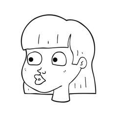 black and white cartoon female face