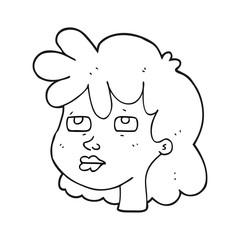 black and white cartoon female face