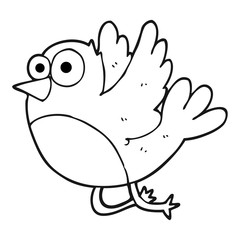 black and white cartoon bird