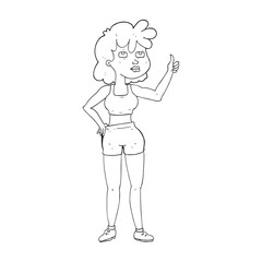 black and white cartoon gym woman