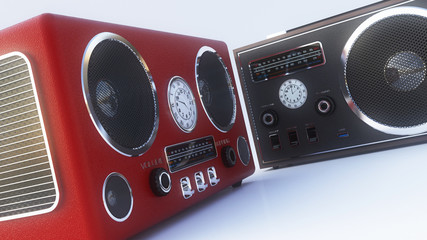 red and grey radio left view