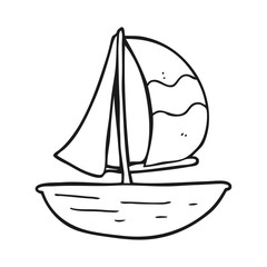 black and white cartoon sail ship