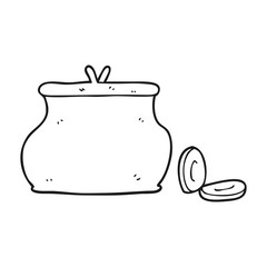 black and white cartoon purse