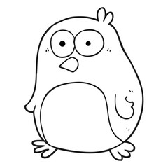 black and white cartoon robin