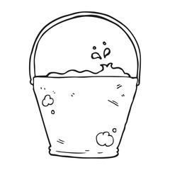 black and white cartoon bucket