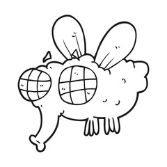 black and white cartoon fly
