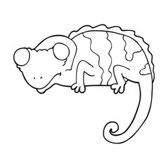 black and white cartoon chameleon