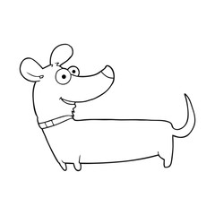 black and white cartoon happy dog